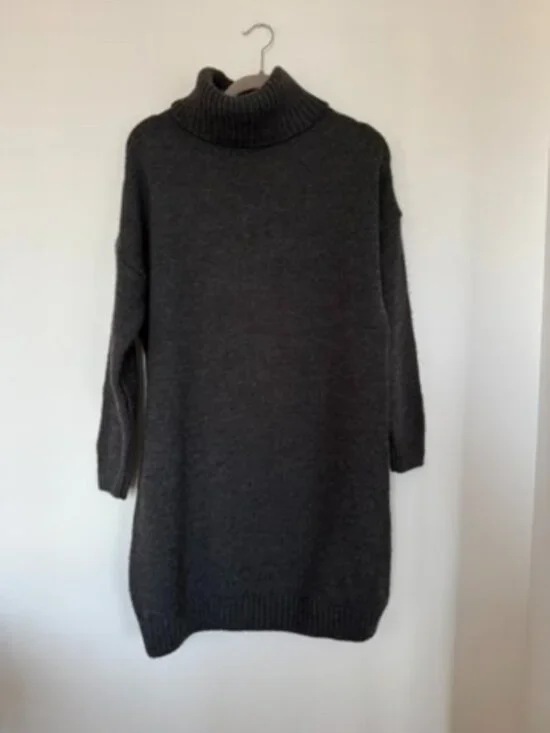 $90 Topshop Grey Turtleneck Sweater Dress Size US 6 - Picture 2 of 7